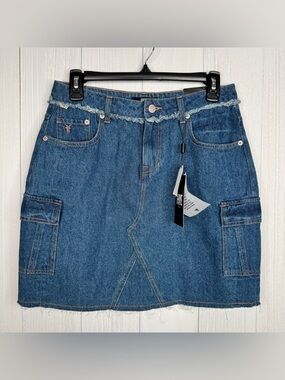 Frye Blue Denim Cargo Mini Skirt
